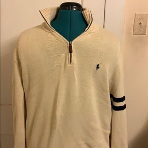 Like New Polo Quarter Zip With Blue Stripe
